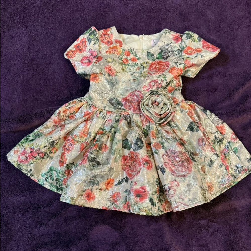Halabaloo Dress Floral Baby Dress with Rose Detail